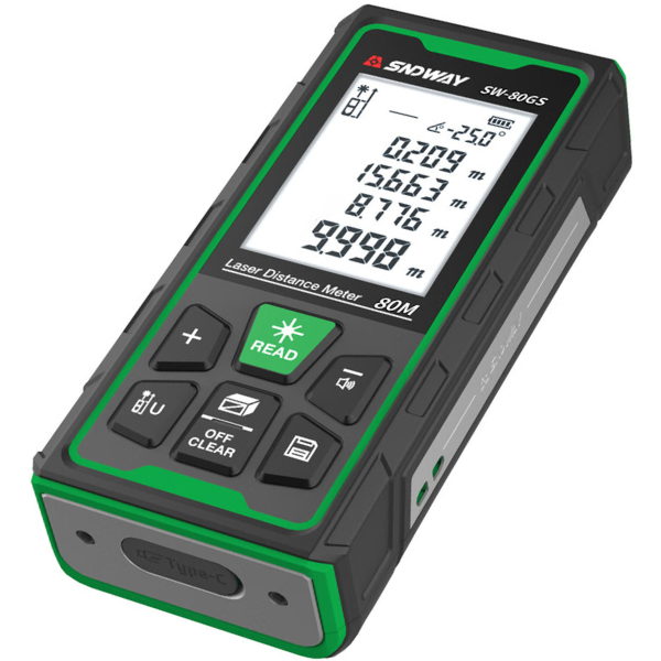 SW-80GS 80 Metre Yeşil Lazerli Metre - Şarjlı & IP68 Korumalı
