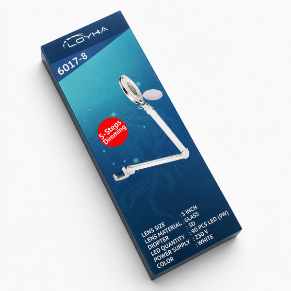 6017 Ayarlanabilir Işık Seviyeli Masaüstü Büyüteç 8X