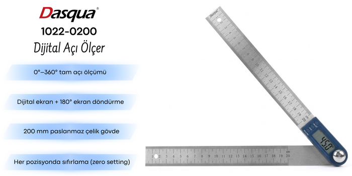 Dasqua 1022-0200 dİjital Açı Ölçer Özellikleri