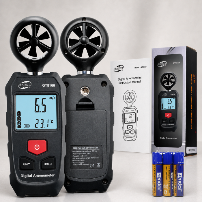 GT8160 Mini Anemometre Rüzgar Hızı Ölçer Kutu İçeriği