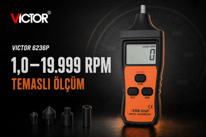 Victor 6236P temaslı devir ölçüm aralığı ve aparatları
