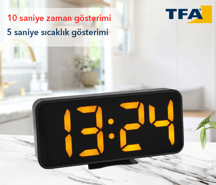 TFA ışıklı saat termometre