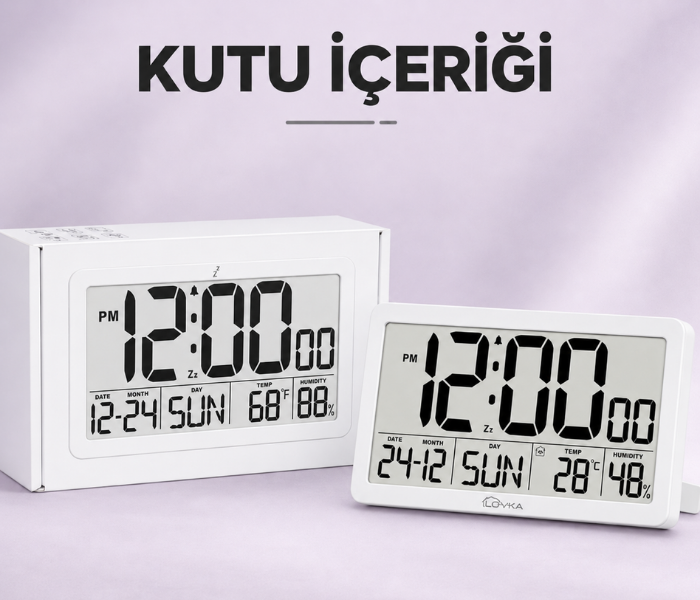 Loyka LCDBY75 Beyaz Dijital LCD Saat Kutu İçeriği