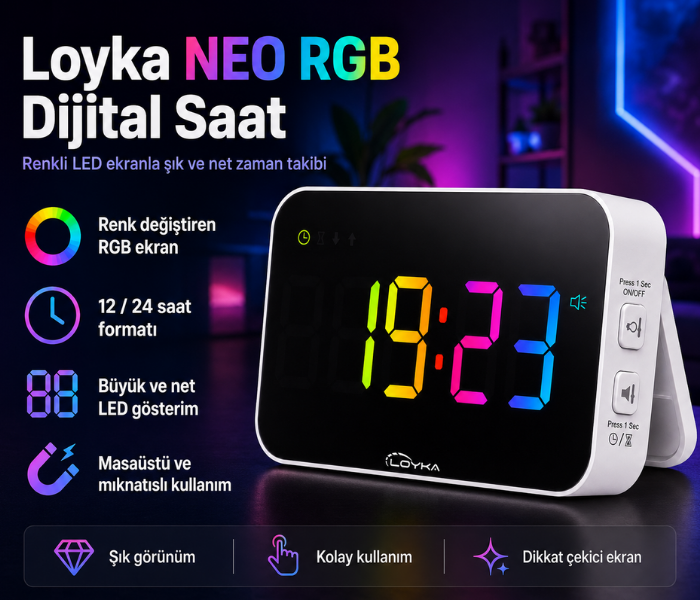 Şarjlı LED dijital saat