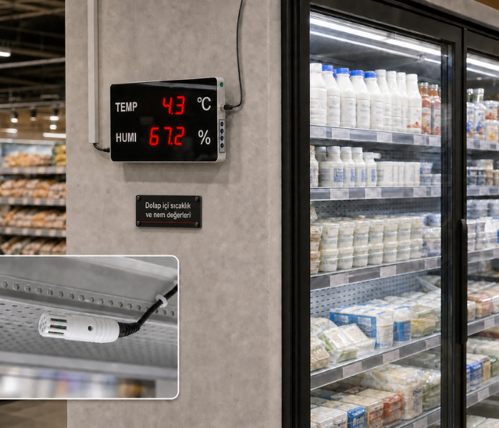 Huato CableNanoSense-18 ile soğutmalı market dolabında uzaktan ölçüm