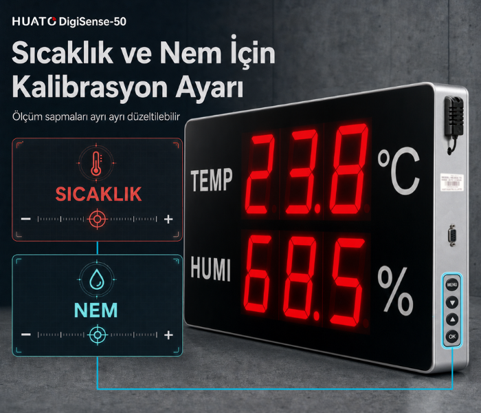 Huato DigiSense-50 sıcaklık ve nem kalibrasyon tuşları
