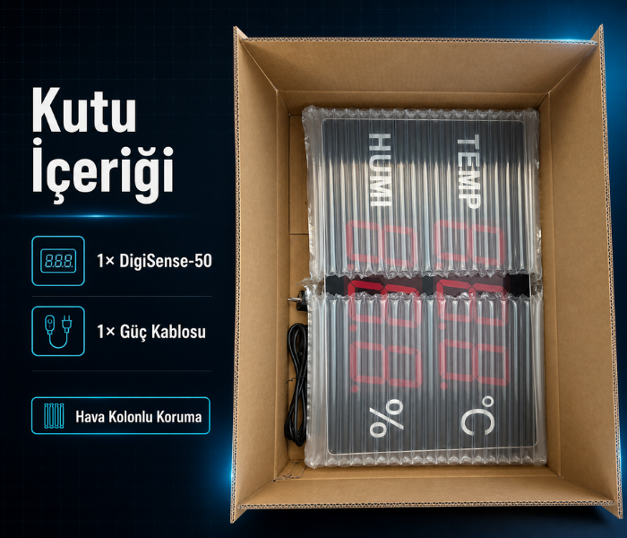 Huato DigiSense-50 sıcaklık nem göstergesi kutu içeriği
