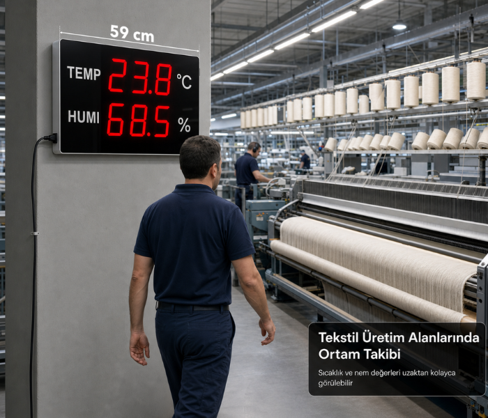 Huato DigiSense-50 tekstil üretim alanında sıcaklık ve nem takibi