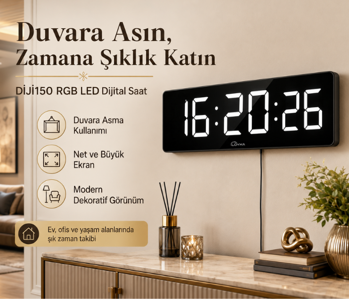 12.5 cm rakam yüksekliği dijital saat