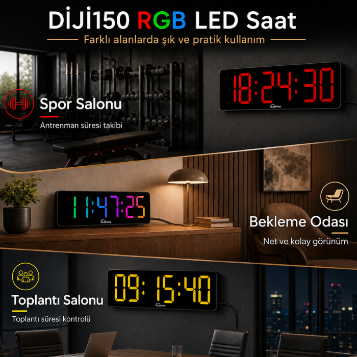 kablolu güç bağlantılı dijital saat