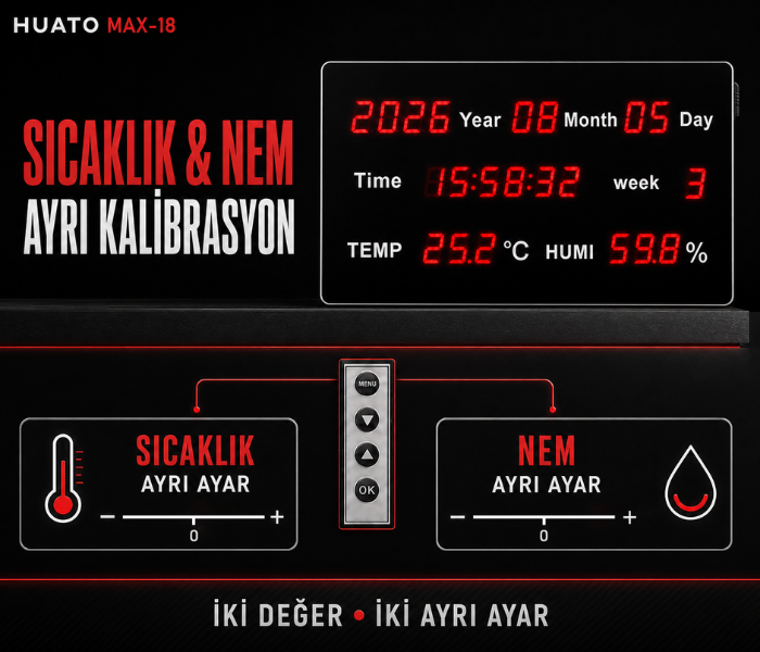 Huato MAX-18 sıcaklık ve nem kalibrasyon ayarları