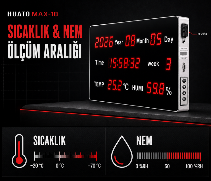 Huato MAX-18 sıcaklık ve nem ölçüm aralıkları