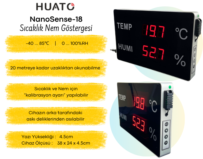 huato dijital ısı nem ölçer gösterge