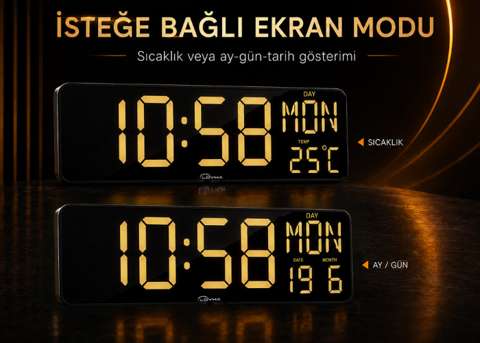 WİFİ150 RGB Renkli Büyük Ekranlı Dijital Duvar Saati İsteğe Bağlı Ekran Modu