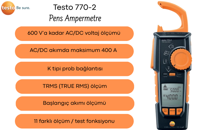 Testo 770-2 Pens Ampermetre Özellikleri