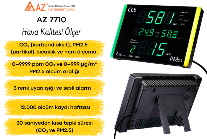 AZ 7710 Hava Kalitesi Ölçer Özellikleri