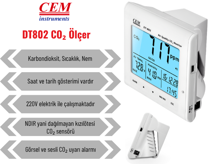 cem dt802 karbondioksit ölçer