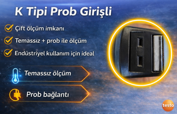 Testo 830-T4 Çift Lazerli Kızılötesi Termometre Ek K Tipi Prob Girişi