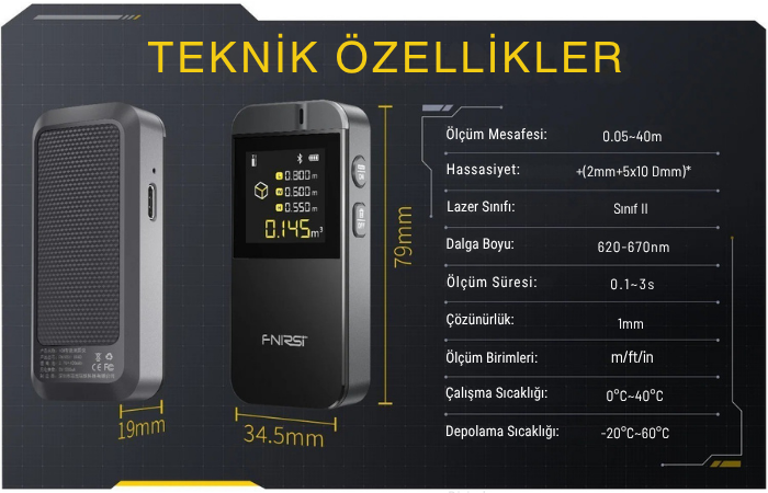 FNIRSI IR40 Mini Lazermetre Mesafe Ölçer Teknik Özellikler