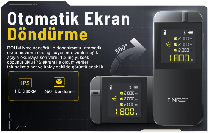 FNIRSI IR40 Lazermetre Otomatik Ekran Döndürme