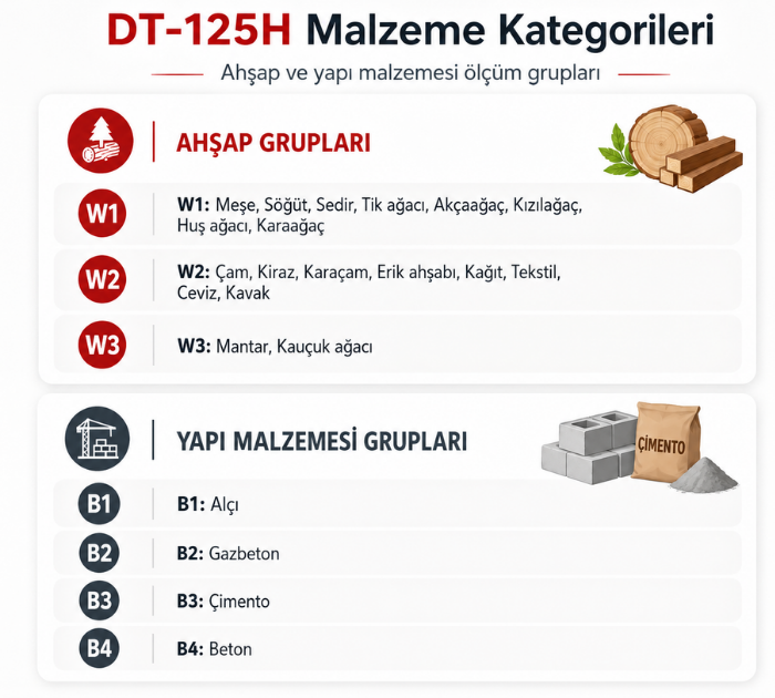 dt125h ölçüm yaptığı malzemeler