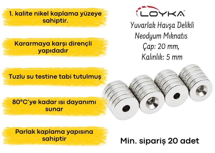 20 mm neodyum mıknatıs