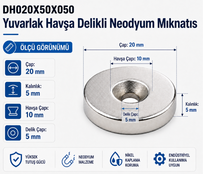 Vidalı neodyum mıknatıs