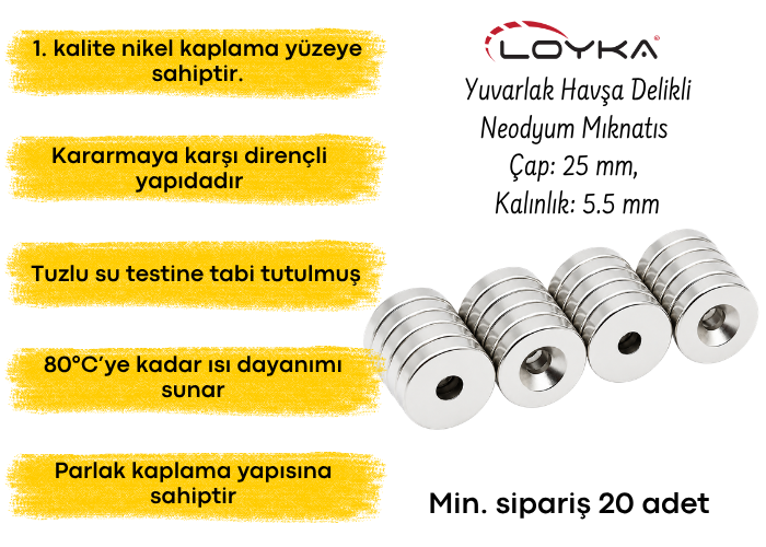 25 mm neodyum mıknatıs
