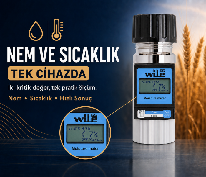 Wile 65 ile tahıl nemi ve sıcaklığı ölçümü