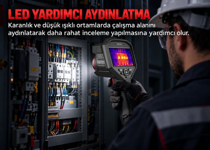Hikmicro G61H Yüksek Sıcaklık Ölçen Termal Kamera LED aydınlatma