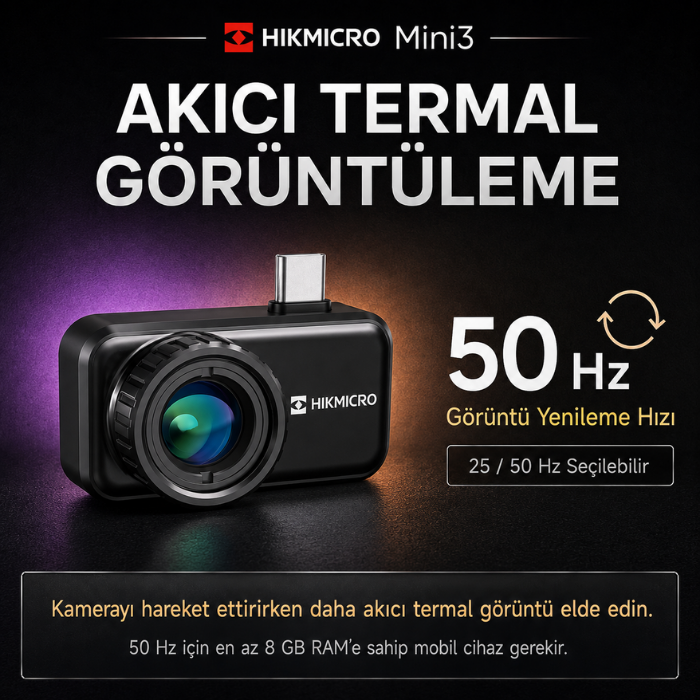 HIKMICRO Mini3 50 Hz termal görüntü yenileme hızı
