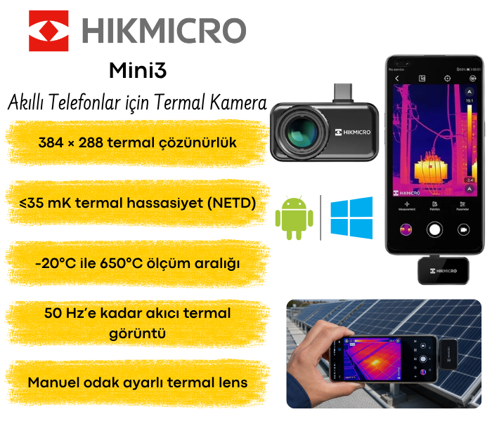 HIKMICRO Mini3 Android uyumlu profesyonel mobil termal kamera