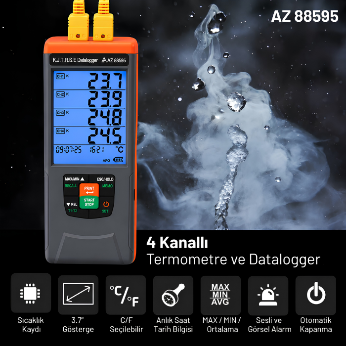 az 88595 termometre ve datalogger