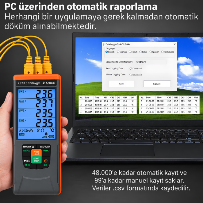 az 88595 pc üzerinden otomatik raporlama