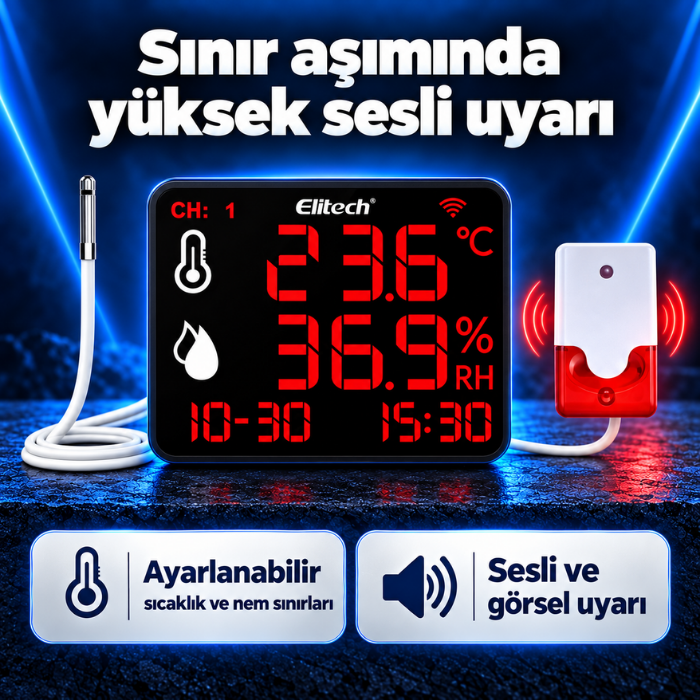 Elitech DR-230W THE yüksek sesli ve ışıklı harici alarm