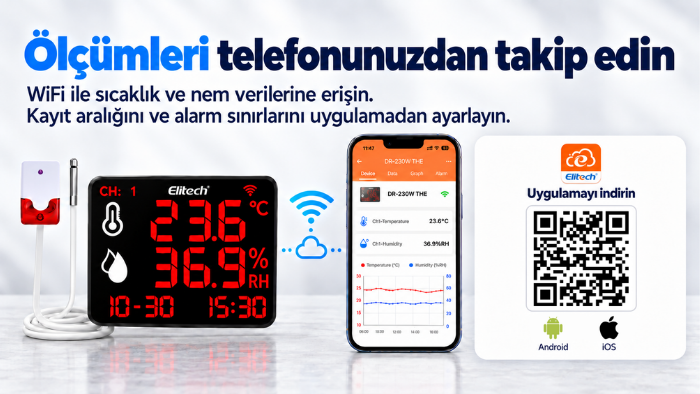 Elitech iCold uygulamasında DR-230W THE ölçüm takibi
