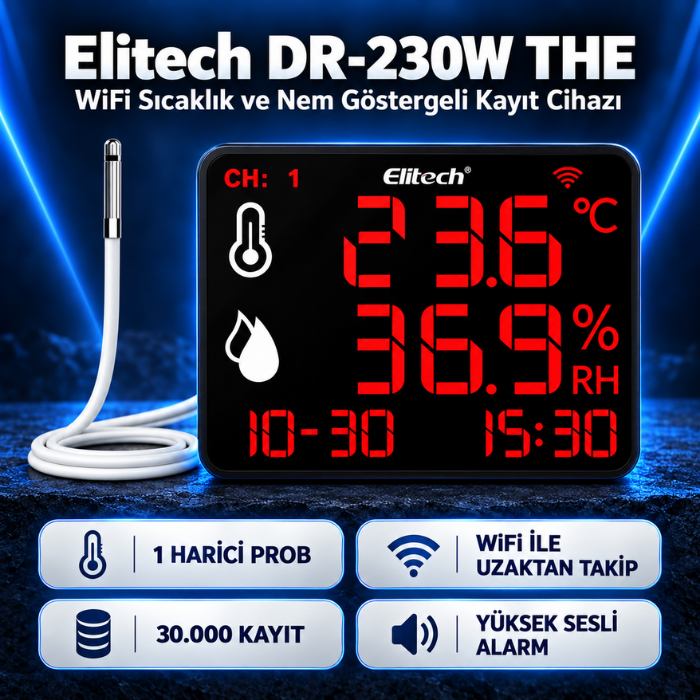Elitech DR-230W THE kayıt cihazının genel özellikleri
