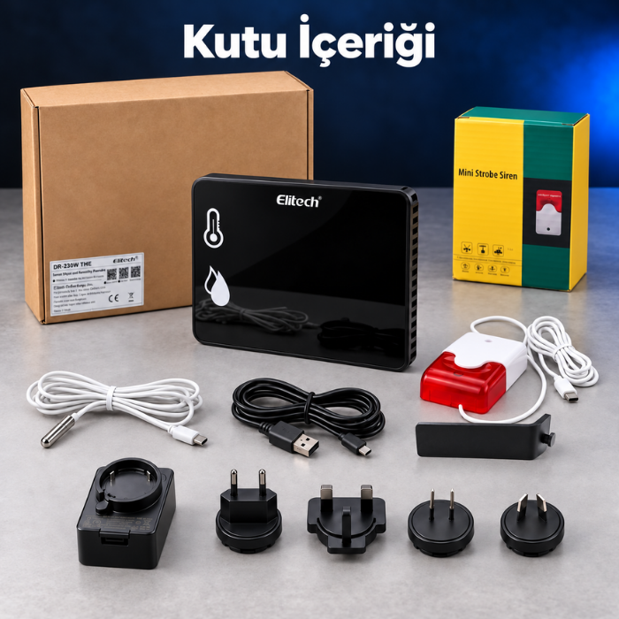Elitech DR-230W THE kayıt cihazı kutu içeriği
