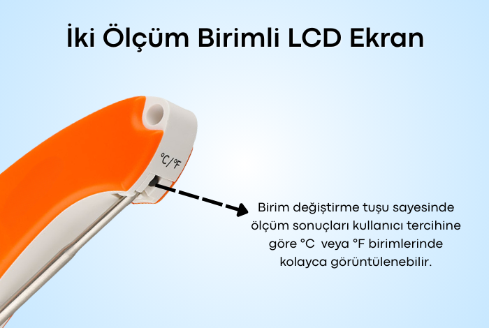 KT-600 Katlanır Problu Mutfak Termometresi Birim Değişimi