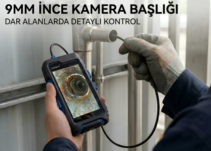 9mm ince kamera başlıklı boroskop
