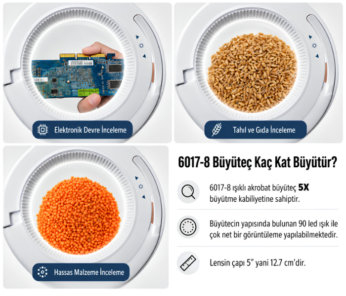 6017 5X büyüteç kaç kat büyür?