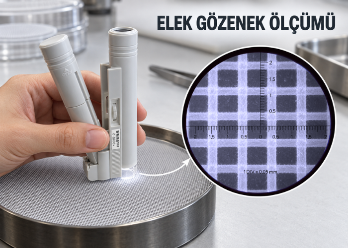 BM40X ile elek gözeneklerinin ölçülmesi