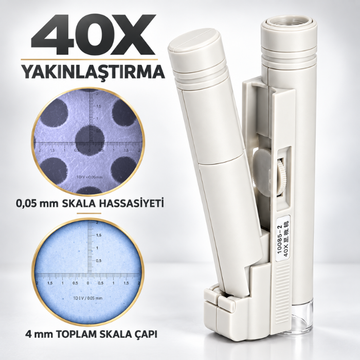 BM40X 40X büyütme ve 0,05 mm ölçüm skalası