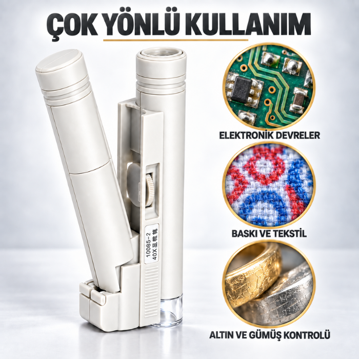 BM40X büyüteç mikroskobun elektronik devre, tekstil ve takı incelemelerinde kullanımı
