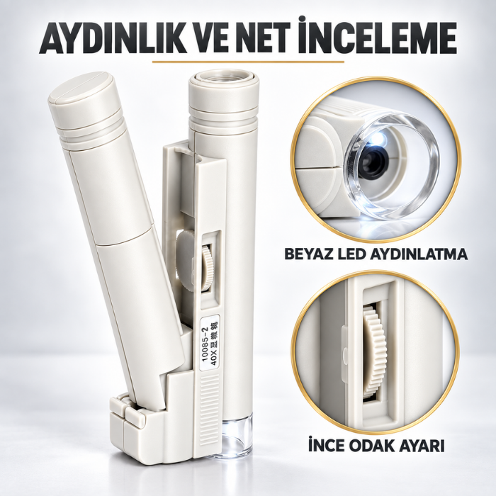 BM40X beyaz LED aydınlatma ve ince odak ayarı