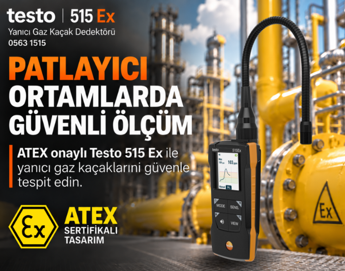 Testo 515 Ex ATEX Sertifikalı Gaz Kaçak Dedektörü