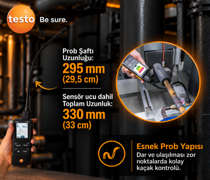Testo 515 Ex Gaz Kaçak Dedektörü Prob Uzunluğu