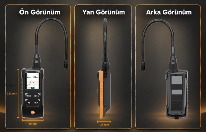 Testo 515 Ex Yanıcı Gaz Kaçak Bulucu Boyutları