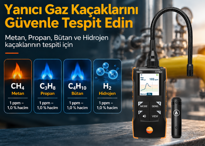 Testo 515 Ex Yanıcı Gaz Kaçak Dedektörü Ölçtüğü Yanıcı Gazlar