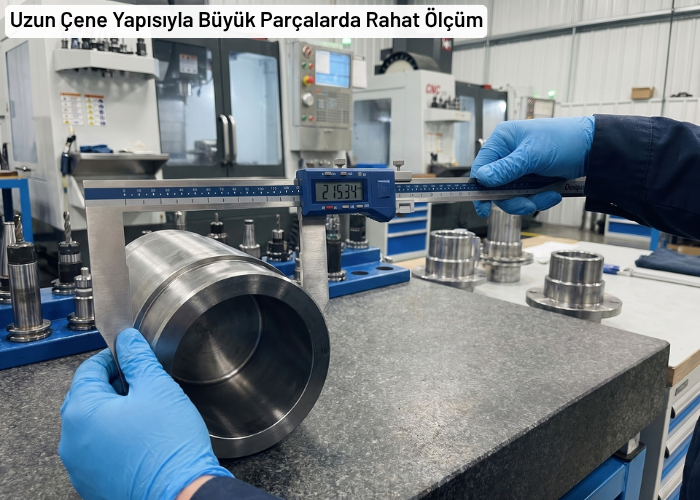 Dasqua 2220-8110 uzun tek çeneli dijital kumpas kullanımı